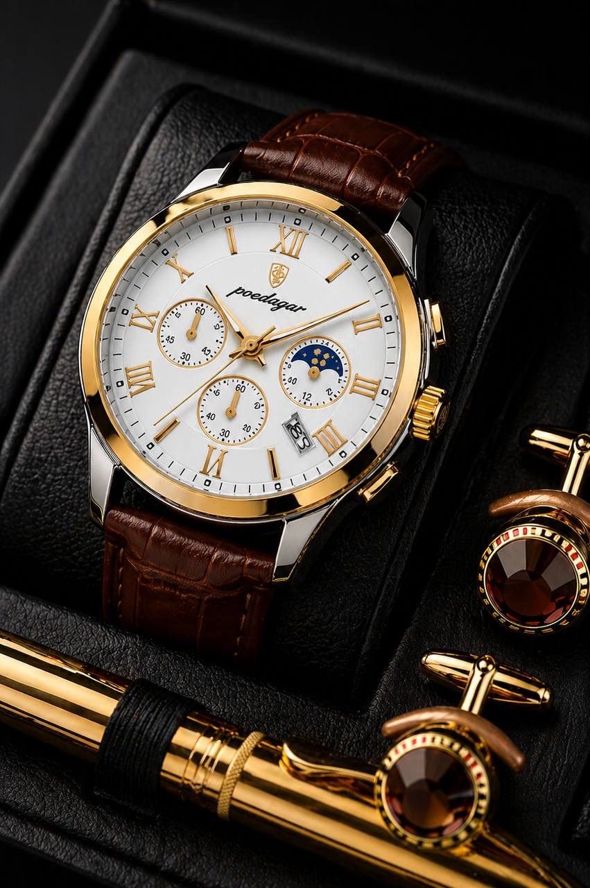Poedagar Chronograph Leather Watch