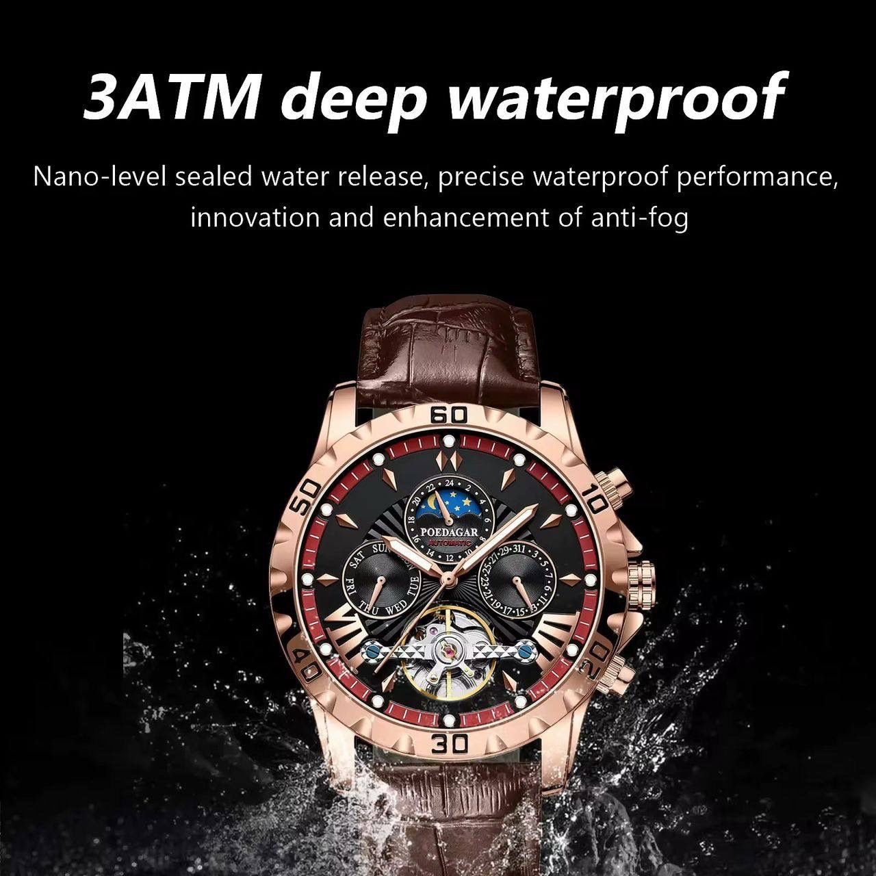 Poedagar Water-resistant Leather Watch - Image 5