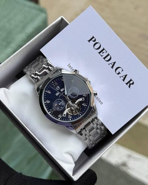 Poedagar automatic chain watch with sapphire glass and water‑resistant case
