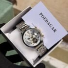 Poedagar automatic chain watch featuring stainless steel case, sapphire glass, water‑resistant design, and chain bracelet.
