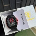 Poedagar automatic silicone watch featuring a stainless steel case, black dial, and durable silicone strap.