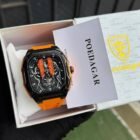 Poedagar automatic watch with silicone strap and stainless steel case