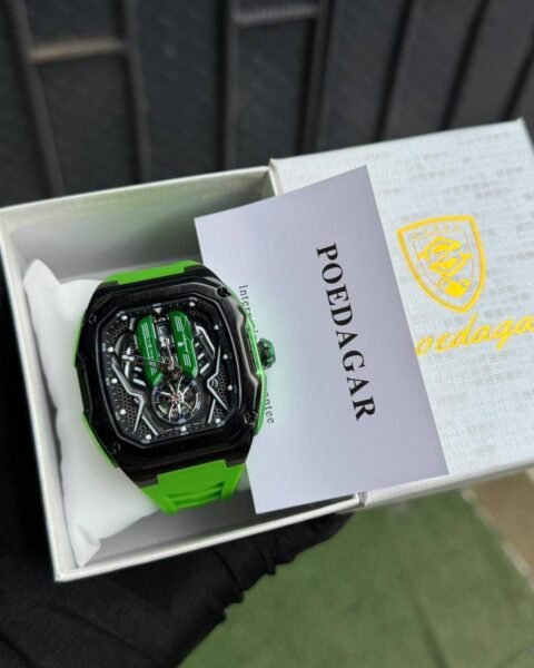 Poedagar automatic watch with silicone strap and sleek dial