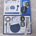 Grey Smartwatch Fan-60s combining dual watch faces, built‑in earphone, speaker and portable fan.